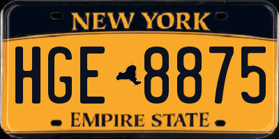 NY license plate HGE8875