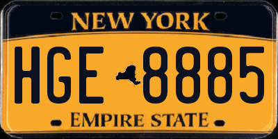 NY license plate HGE8885