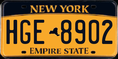 NY license plate HGE8902