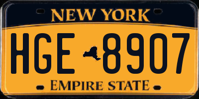 NY license plate HGE8907
