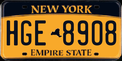 NY license plate HGE8908