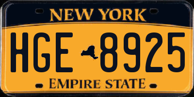 NY license plate HGE8925