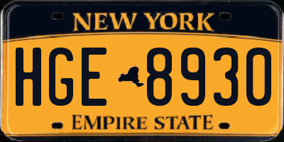 NY license plate HGE8930