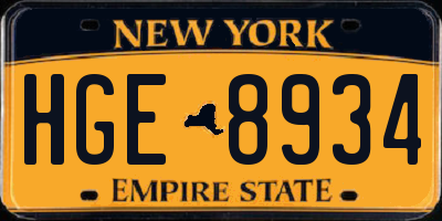NY license plate HGE8934