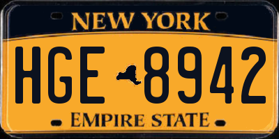 NY license plate HGE8942
