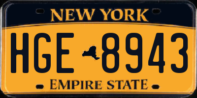 NY license plate HGE8943