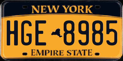 NY license plate HGE8985
