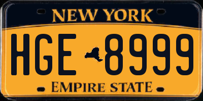 NY license plate HGE8999