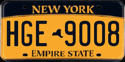 NY license plate HGE9008