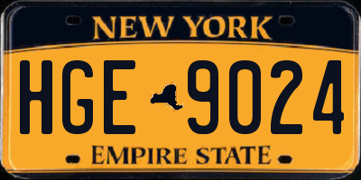 NY license plate HGE9024