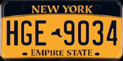 NY license plate HGE9034