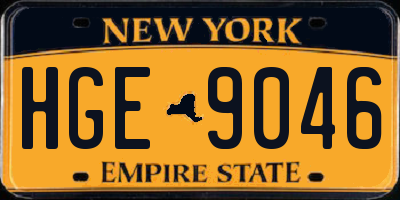 NY license plate HGE9046