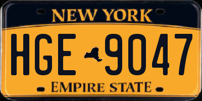 NY license plate HGE9047