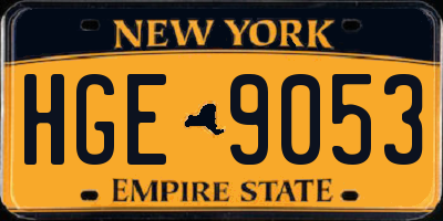 NY license plate HGE9053