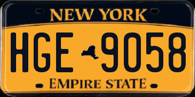 NY license plate HGE9058