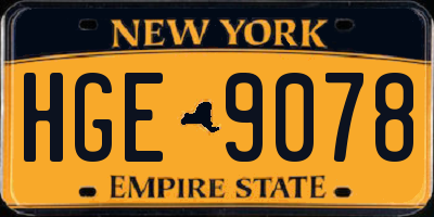 NY license plate HGE9078