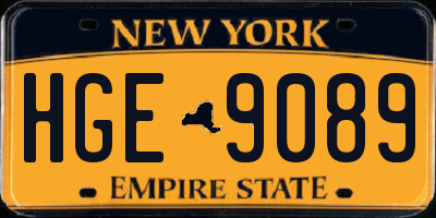 NY license plate HGE9089