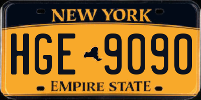 NY license plate HGE9090
