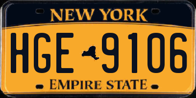 NY license plate HGE9106