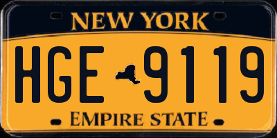 NY license plate HGE9119