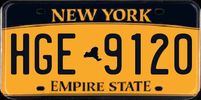 NY license plate HGE9120