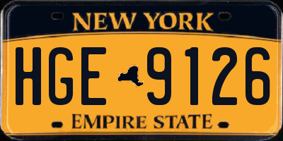 NY license plate HGE9126