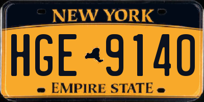 NY license plate HGE9140