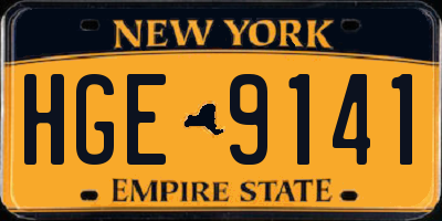 NY license plate HGE9141