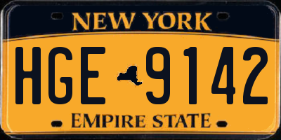 NY license plate HGE9142