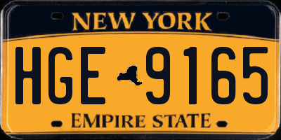 NY license plate HGE9165