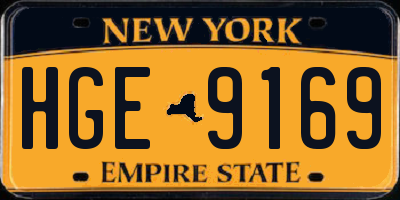 NY license plate HGE9169