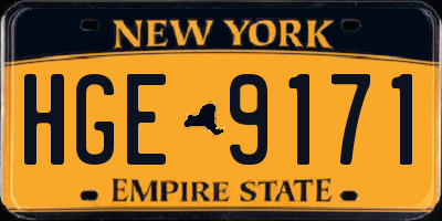 NY license plate HGE9171