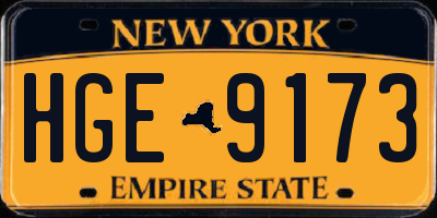 NY license plate HGE9173