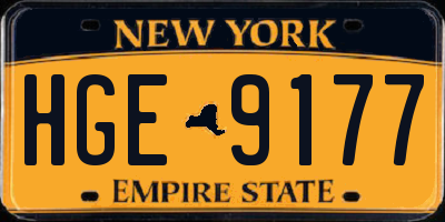 NY license plate HGE9177