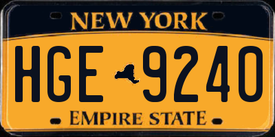NY license plate HGE9240