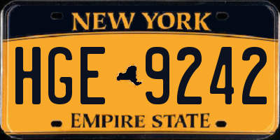 NY license plate HGE9242