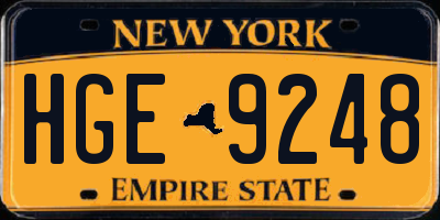 NY license plate HGE9248