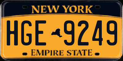 NY license plate HGE9249
