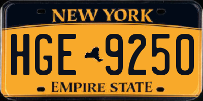 NY license plate HGE9250