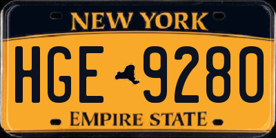 NY license plate HGE9280