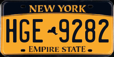 NY license plate HGE9282