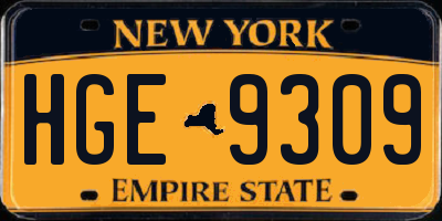 NY license plate HGE9309