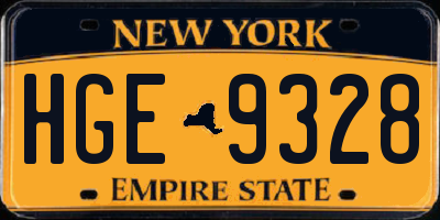 NY license plate HGE9328