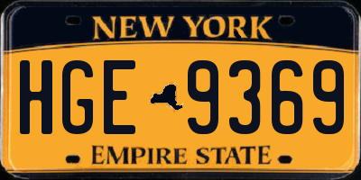 NY license plate HGE9369