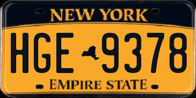 NY license plate HGE9378