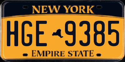 NY license plate HGE9385