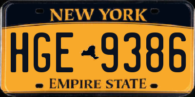 NY license plate HGE9386