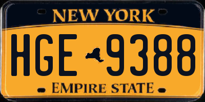 NY license plate HGE9388