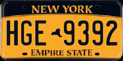 NY license plate HGE9392