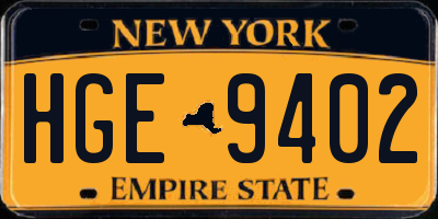 NY license plate HGE9402